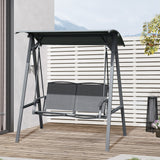 2-Seat Outdoor Porch Swing Patio Swing with Adjustable Canopy, Removable Seat and and Steel Frame for Garden