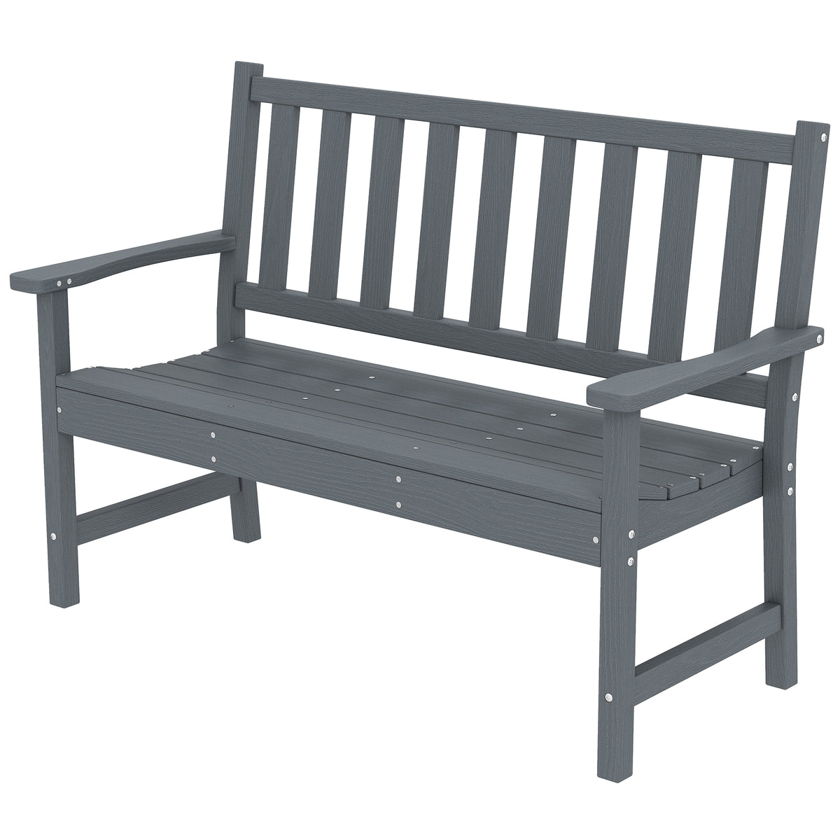 Outdoor Bench, 2-Person Garden Seating with Slatted Seat