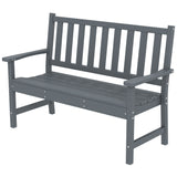 Outdoor Bench, 2-Person Garden Seating with Slatted Seat