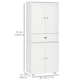 Meuble de rangement pour garde-manger de cuisine de 72 po, armoire de rangement de cuisine moderne avec 4 portes et 3 étagères réglables