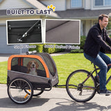 Dog Bike Trailer, Pet Cart Wagon Cart Carrier Attachment for Travel with 2 Doors, Large Wheels