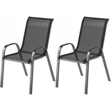 Set of 4 Outdoor Dining Chairs, Stackable Lawn Chairs with High Back, Breathable Mesh Seat for Garden Porch