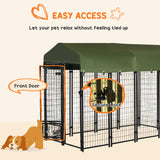 Chenil pour chien d'extérieur 8' x 4' x 6', Enclos extérieur pour chien avec bols rotatifs 360°