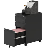 3 Drawer Filing Cabinet with Lock, Steel Office Storage Cabinet with Hanging Bar for A4, Legal, Letter Files
