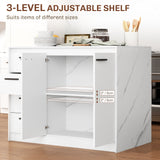Kitchen Island with Storage Cabinet, 4 Drawers and Adjustable Shelf for Dining Room