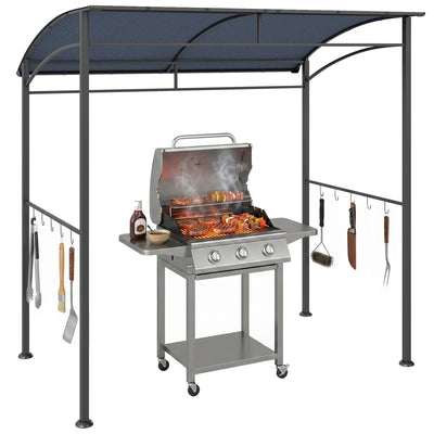 7' x 5' Garden Grill Canopy, BBQ Grill Gazebo Tent with Steel Frame and Hooks