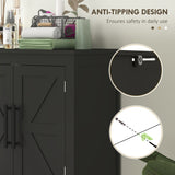 Farmhouse Bathroom Storage Cabinet, Bathroom Floor Cabinet with Barn Doors and Adjustable Shelf