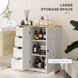 Freestanding Bathroom Floor Cabinet, Modern Bathroom Cabinet with Adjustable Shelf, 4 Drawers and 2 Doors