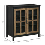 Kitchen Sideboard, Glass Door Buffet Cabinet, Accent Storage Cabinet with 2 Glass Doors and Adjustable Shelf for Dining Room