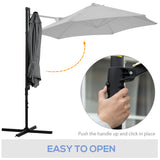 8.5FT Offset Patio Umbrella with 360° Rotation, Outdoor Cantilever Roma Parasol Hanging Sun Shade Canopy Shelter with Cross Base