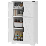 Farmhouse Kitchen Pantry, Freestanding Kitchen Pantry Storage Cabinet with Barn Doors and Adjustable Shelves