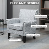 Upholstered Accent Chair, Single Armchair with Soft Linen Touch Fabric
