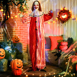 Clown animé Halloween grandeur nature avec yeux rouges lumineux