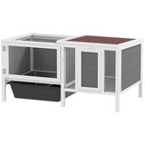 Rabbit Hutch, Wooden Guinea Pig Cage with Run, Pull Out Tray and Ramp