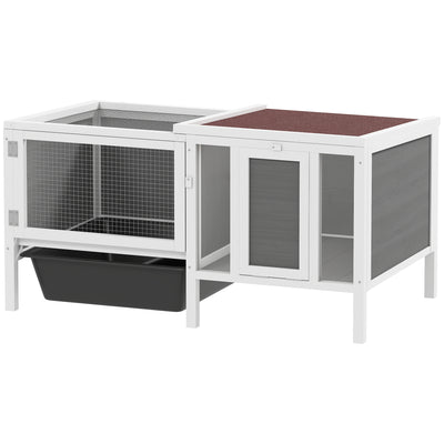 Rabbit Hutch, Wooden Guinea Pig Cage with Run, Pull Out Tray and Ramp