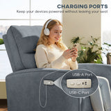 Power Recliner Chair, Dyed Fabric (Like Leathaire) Upholstered Recliner Chair with USB Ports, Footrest