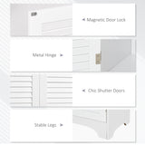 Tall Bathroom Storage Cabinet, Slim Bathroom Cabinet with 4 Shutter Doors and Adjustable Shelves