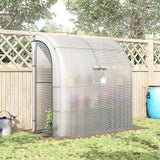 7' x 3' x 7' Outdoor Lean-to Walk-In Greenhouse w/ Roll-up Mesh Windows, Zipper Door and 3-Tier Shelves