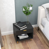 Nightstand with Fluted Panel, Bedside Table with Drawer and Open Compartment