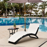 Patio Rattan Chaise Lounger Wicker Foldable Reclining Backrest PE Rattan Outdoor Lounge Chair, Recliner with Cushion for Garden