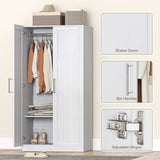 Wardrobe Cabinet with 2 Doors and Hanging Rod