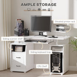 Computer Desk with Keyboard Tray, Home Office Desk with Drawers, CPU Stand, Printer Stand and Open Shelves, Writing Workstation for Study