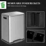 Poubelle en acier inoxydable 2x5,3 gal (2x20 L) avec couvercle à fermeture douce et seaux intérieurs amovibles