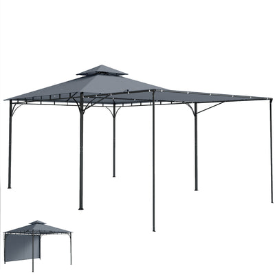 Patio Gazebo with Double Roof Outdoor Gazebo Canopy with Extendable Shade 10.5′ x 10.5′