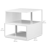 Wooden S Shape End Table 3 Tier Storage Shelves Organizer Living Room Side Table Desk