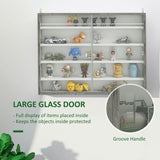 7-Tier Display Cabinet, Shot Glass Display Case, Glass Curio Cabinet with 2 Glass Doors and 6 Adjustable Shelves