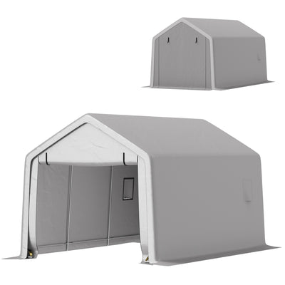 Heavy Duty Carport, 10 x 17 ft Portable Garage with Roll-up Zipper Door for Motorcycle Garden Storage