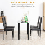 Dining Chairs Set of 4, Modern Accent Chair with High Back, Upholstery Faux Leather and Steel Legs for Living Room