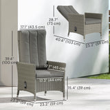 Chaise longue en rotin extérieure, chaise de patio inclinable en rotin avec dossier ajustable et coussin