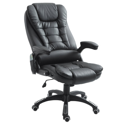 Executive Office Chairs Heated Massage High Back Reclining Office Chair Swivel Leather Adjustable Vibrating Furniture Black