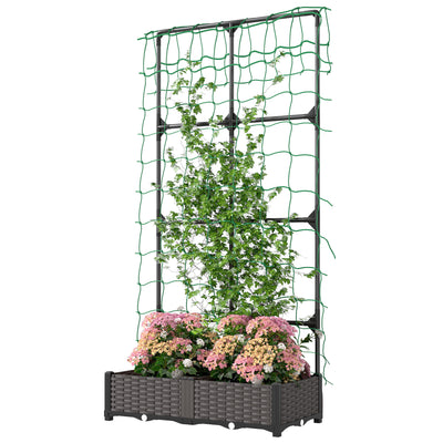 2PCS Plastic Planter Box with Trellis