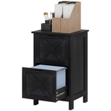 Vertical Filing Cabinet with 2 Drawers, Rustic Farmhouse Office Storage Cabinet for A4, Letter Size