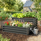 2 Tier Galvanized Raised Garden Bed, Steel Planter Box for Vegetables, 47