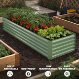 8'x2.6'x1.5' Galvanized Raised Bed, Large Elevated Planter Box for Growing Flowers