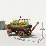 Boîte de plantation en wagon en bois, jardinière mobile avec 4 roues, petit chariot-brouette avec trous de drainage