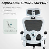 Mesh Office Chair, Ergonomic Desk Chair with Flip-up Armrest, Rotatable Headrest, Adjustable Lumbar Support