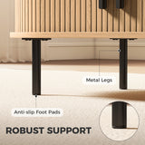 Coffee Table with Sliding Tambour Doors and Storage Center Table with Metal Legs, 39