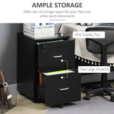2 Drawer File Cabinet with Lock, Small Rolling Filing Cabinet for A4, Letter-Size Documents, Printer Stand for Home Office, 17
