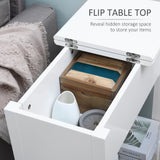 Flip Top End Table, Side Table with Storage Shelf and Cable Management