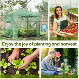 Portable Pop Up Greenhouse, Outdoor Walk-in Hot House with Roll-up Door & 2 Windows, 8' x 6'