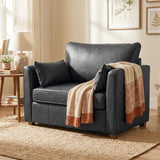 Accent Chair, PU Leather Armchair with Wide Seat, 2 Pillows