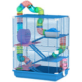 Cage à hamster 5 étages portable avec roues d'exercice tube de jeu bouteille d'eau gamelles maison et échelle pour gerbilles