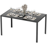 Rectangular Kitchen Table for 4 People, Dining Table with Tabletop Tempered Glass for Dining Room