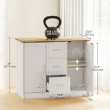 Kitchen Island with Storage Cabinets, 3 Drawers, 2 Adjustable Shelves and Sitting Space for Dining Room