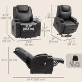 Fauteuil inclinable releveur pour personnes âgées, fauteuil releveur en cuir PU avec dossier épais et haut, repose-pieds, canapé inclinable pour salon