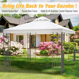 10' x 10' Outdoor Garden Metal Gazebo Patio Canopy Marquee Patio Party Tent Canopy Shelter Vented Roof Decorative Frame